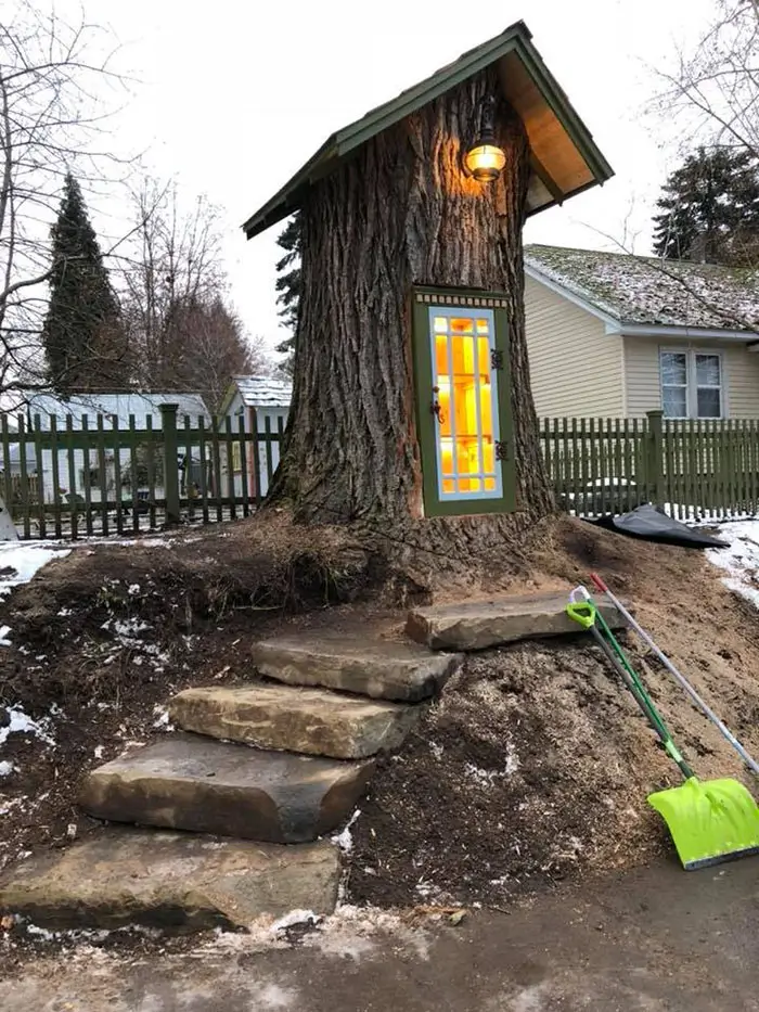 Une femme transforme un arbre mort de 110 ans en une bibliothèque gratuite pour le quartier